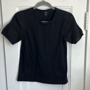 Ann Taylor Loft Black Eyelet Shirt